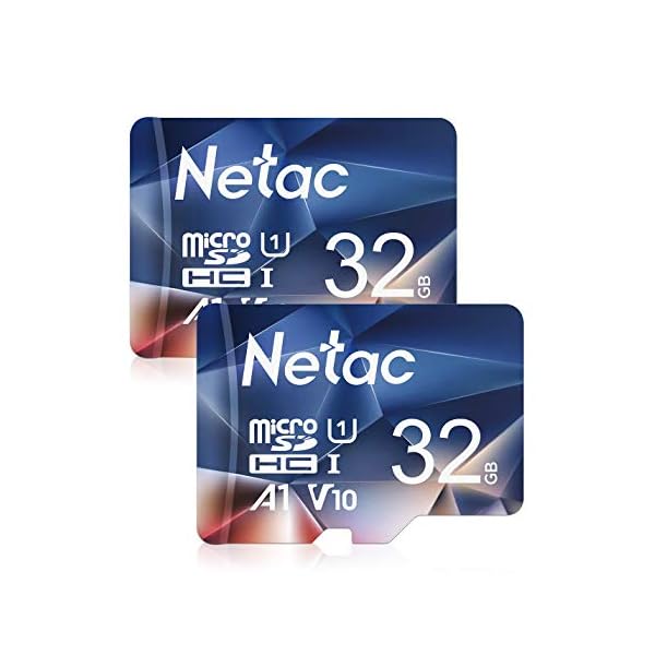 Netac 2er-Pack 32G Speicherkarte，Micro SD Karte(A1, U1, C10, V10, FHD, 600X), TF Memory Card UHS-I bis zu 90/10 MB/s(R/W) für Kameras, Dashcam, Switch und Smartphones