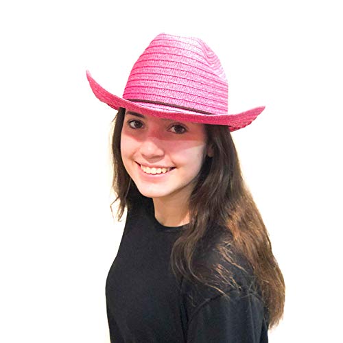12 Piece Colorful Cowboy Hats - Adult Western Colorful Straw Hats for Western Theme Party - Thumbnail 2