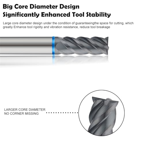 Image of Carbide Square EndMill HRC65 Double Edge 4 Flute TiSiN Coating Tungsten Steel Color-Ring Milling Cutter for Metal Steel TGB Series 11pcs Set