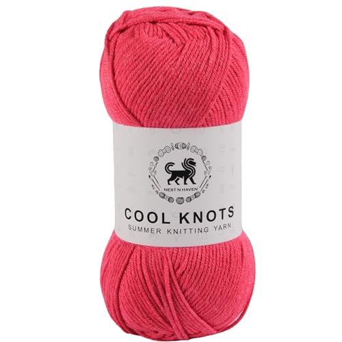 Image of NESTNHAVEN Polyester Blend Cool Knots Yarn - Luxury Yarn For Crochet, Knitting, Amigurumi, Embroidery, Toys, Garments, Flowers And Hobby Projects (Watermelon Pink, 100G)