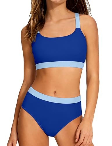 Image of Girls Swimsuits 3 Piece Bathing Suit Allover Printed Criss Cross Bikini Set with Cover Up Skirt Beach Swimwear 7-16 Years
