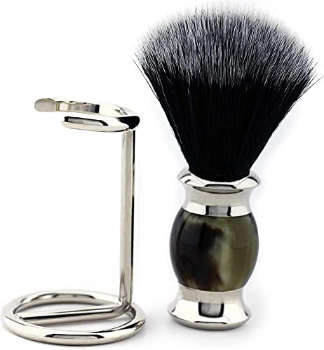 Jag Shaving - Pennello da barba con setole sintetiche, manico in resina - portapennelli