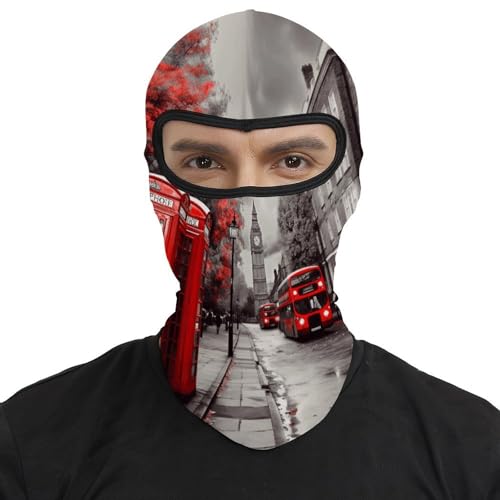 Máscara de cara Red London Street para hombre, balaclava fashion, transpirable, suave, antiviento para bicicleta, conducción, montañismo y esquí miniatura 2