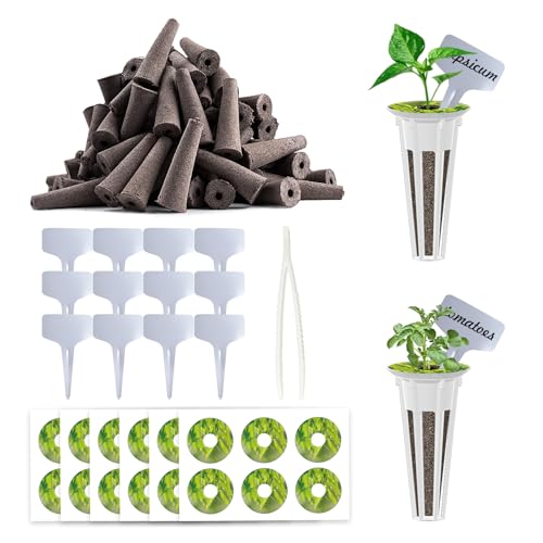 Image of 85 Pack Hydroponic Pods Supplies for Aerogarden Pods, Grow Sponges for Hydroponics, Seed Pods Kit with 36 Grow Sponges, 36 Pod Labels,12 Plant Labels, 1 Tweezer for Hydroponic Indoor Garden System
