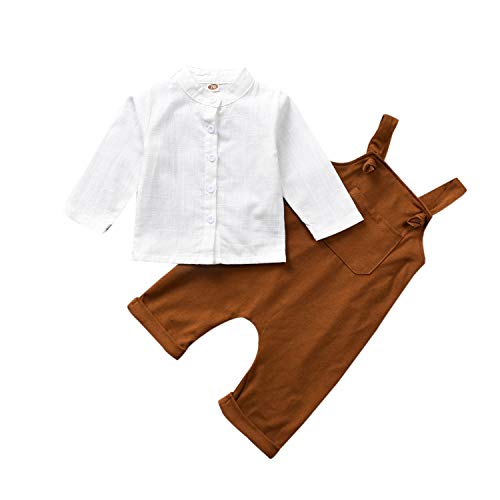 Unutiylo Baby Boys Clothes for Gentleman Outfits,Toddler Overalls Baby Suspender Pants and Bodysuit Romper (T Shirt, 70(for 6-12Months))