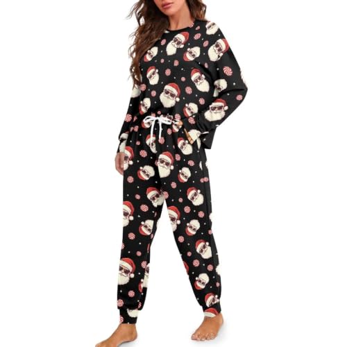 Image of Women's Pajamas Set Soft 2 Piece Loungewear Long Sleeve Pj Set | Matching Sleepwear, Crew Neck Top, Drawstring Jogger Pants with Pockets, Fall Pajama for Home, Sleep, Casual Wear, Plus Size