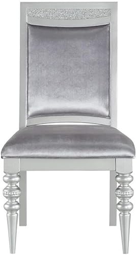 Miniatura 3 de Acme Maverick - Silla auxiliar tapizada de tela en color gris platino, juego de 2