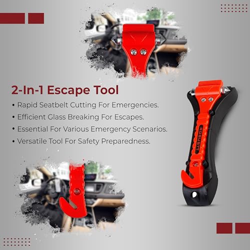 Image of Robustt Car Safety Hammer Emergency Escape Tool with Seat Belt Cutter and Vehicle Window Glass Breaker (Pack of 1)