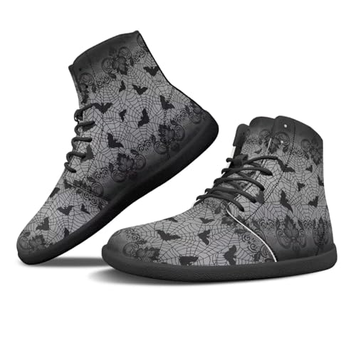 Binienty Goth Spiderweb Bat PU Leather Hi-top Boots US 9