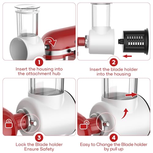 Slicer-Shredder-Attachment-for-Kitchen-Aid-Stand-Mixer-Cheese-Grater-Attachment-for-Kitchen-Aid-Stand-Mixer-Salad-Maker-Accessory-Food-Processor-with-5-Blades-by-FGREEBLE-High-Volume-White Slicer Shredder Attachment for Kitchen Aid Stand Mixer Cheese Grater Attachment for Kitchen Aid Stand Mixer Salad Maker Accessory Food Processor with 5 Blades by FGREEBLE High Volume White