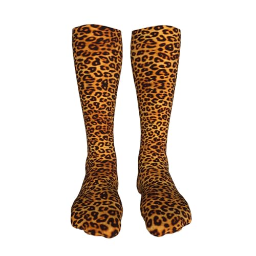 Animal Leopard Print Kids Cozy Knee High Tube Compression Socks Novelty Athletic Long Crew Socks for Child Girls Boys 19.8in3