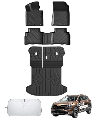 Image of Floor Mats for Kia Sportage 2023-2026 (Not for Hybrid), All Weather Protection Custom Floor Mats Trunk Cargo and Car Windshield Cover Set for Kia Sportage Accessories,Car Floor Liners Set
