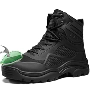 Steel Toe Boots for Men Work Boots for Men Breathable High Top Work Shoes Lightweight Indestructible Safety Shoes Industry Construction Safety Footwear