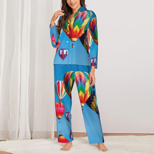 Ensemble pyjama imprimé montgolfières coupe tendance bas pleine longueur - 3