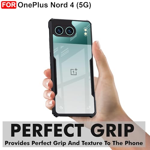 Image of CEDO Backcover for OnePlus Nord 4 (5G) | Camera Protection Shockproof Bumper-Edge | Acrylic Crystal Clear 360 Degree Protection TPU+PC | Transparent Eagle Back Case Cover (Black)