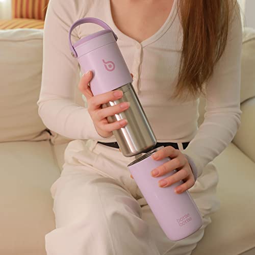 Bottle Bottle Insulated Water Bottle For Sports With Straw,2 Lids,18Oz 3In1 Water Bottles For Slim Can Coolers And Kids Tumbler, Stainless Steel Metal Bottles For Outdoor Activities(Purple) #TOP6