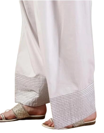 Women's Trending White Color Farshi Salwar with Black Thread Work-image-10
