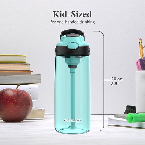 Image of Contigo Aubrey Kids Dinos & Sharks Cleanable Water Bottle with Silicone Straw Spill-Proof Lid Dishwasher Safe 14oz 2-Pack (Pack of 4)
