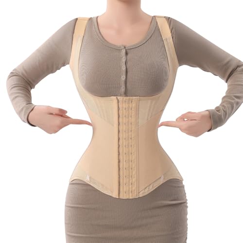 MISTHIN Waist Trainer for Women Corset Shapewear Tummy Control Vest Waist Cincher Shaper Workout Girdle (Nude, Small)