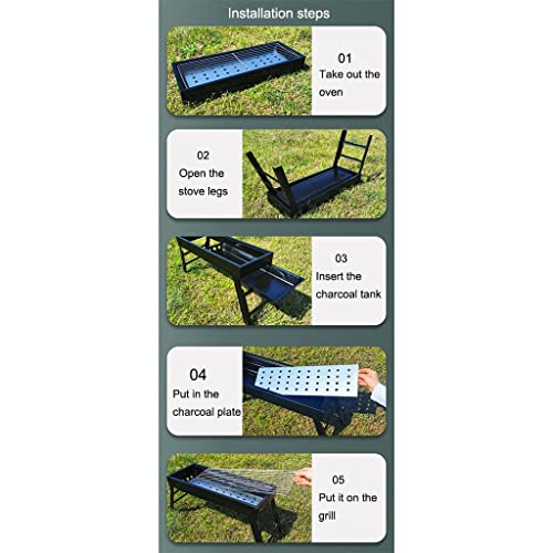 Outdoor Folding Campfire Grill, Portable Charcoal Barbecue Grill Suitcase Style, Bbq Grill For 4-6 Persons, For Table Camping Garden Grill With Utensil (Color : Black, Size : 60 * 22.5 * 32Cm) #TOP1