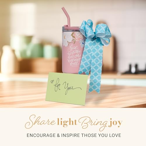 Image of Christian Art Gifts XL Stainless Steel Double-Wall Insulated Womens Travel Mug Tumbler Thermos: God is Within Her Inspirational Scripture, Reusable Straw, Twist-Dial Lid, Pink Multicolor Floral, 40 oz