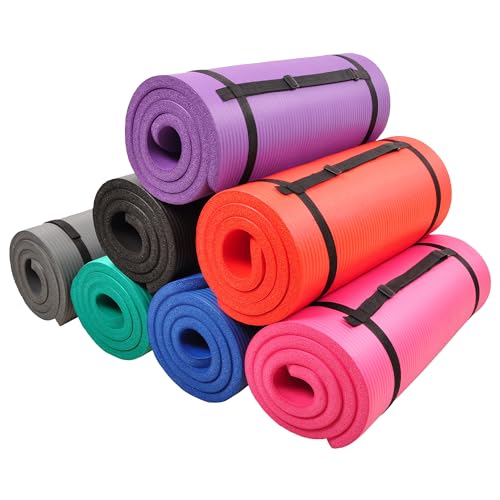 Fitvids 1/2-Inch Extra Thick High Density Anti-Tear Exercise Yoga Mat with Carrying Strap