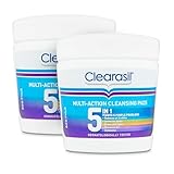 Clearasil 5-In-1 Multi-Action Cleansing Salicylic Acid Pads, Face Exfoliating For Acne Prone Skin, Unblock Pores, Reduces Blackheads, Pimples & Excess Oil, Everyday Spot Prevention, 65's (Pack Of 2)