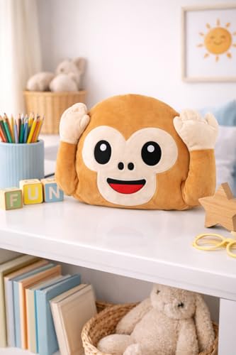 Image of Fun4you Soft Plush Toys Soft Monkey Plush Toy Pillow for Kids Cute Smiley Monkey Stuffed Animal Cushion, Super Soft Huggable Plush Pillow for Baby, Kids & Home Decor (Monkey Pillow Ear)