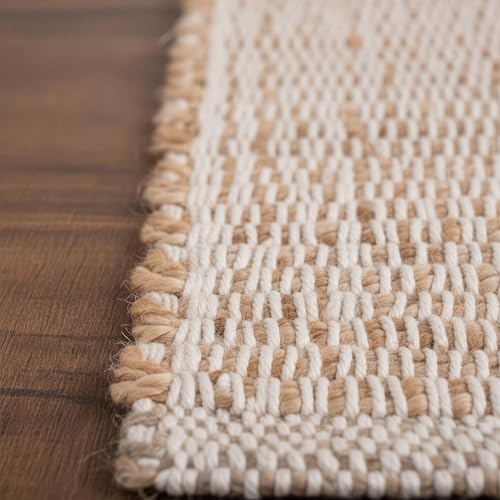 Super Area Rugs Neutral Cotton & Jute Rug 8x10 Woven Natural Fibe...