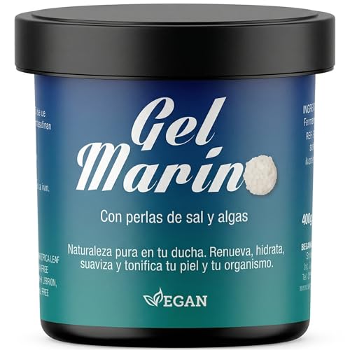 Gel de Baño con Sal - BELKOS BELLEZA - Ducha exfoliante corporal de sal marina, algas marinas y propiedades emolientes que hidratan, suavizan, renuevan y equilibran - 400 gr