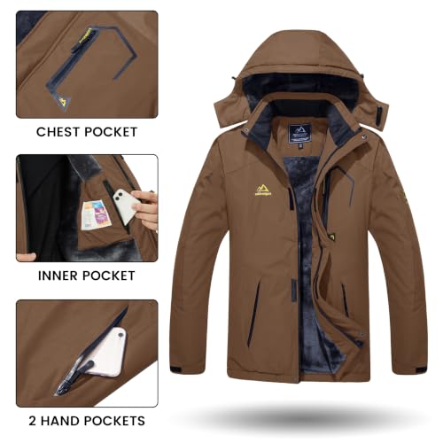Image of TACVASEN Men's Winter Skiing Jackets Water Resistant Fleece Coats Insulated Thermal Snowboard Jacket Parka Raincoat with Hood