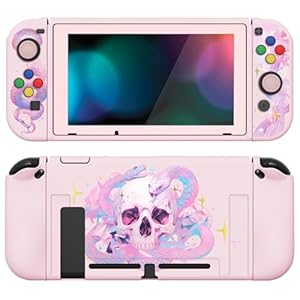 playvital ZealProtect Soft Protective Case for Nintendo Switch, Flexible Cover Protector for Switch with Screen Protector & Thumb Grip Caps & ABXY Direction Button Caps – Celestial Serpent’s Embrace