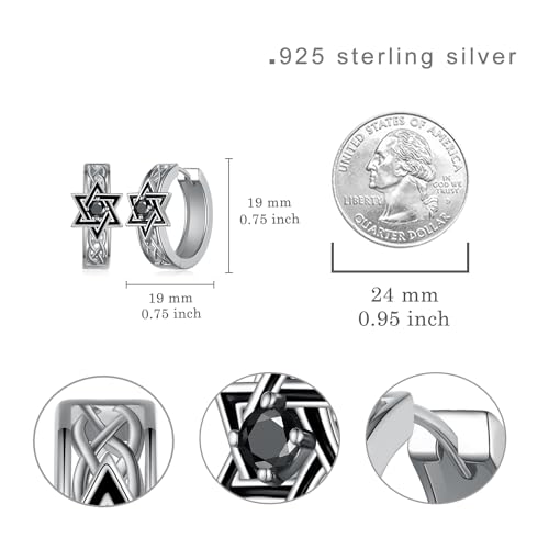 Star of David Earrings 925 Sterling Silver Jewish Star of David Hoop Earrings Jewish Jewelry Gifts for Men Women4