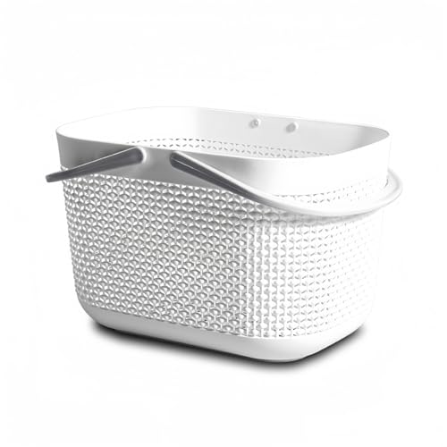 Zomaki 浴室バスケット、浴室用の温泉バッグ収納、収納バスケット、ハンドル付きの水切りかご、ランドリー収納、シャンプー、化粧品、多機能、シャワー排水、積み重ね可能な小物入れ、収納ケース、キッチンストレージ、浴室用、手提式の入浴バスケット、バスケット、プ