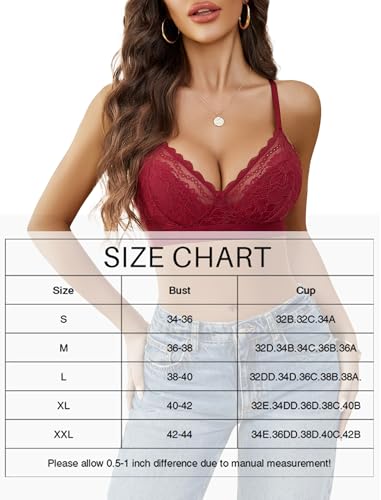 Image of Avidlove Bralettes for Women Lace Racerback Bras Wireless Unlined Bralette Comfy Bra Sexy Lingerie Tops