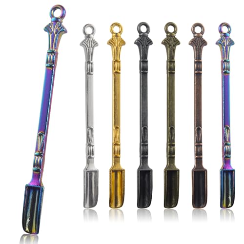 Demearly 6-Pack Mini Spoons Metal Tiny Shovels 3-Inch Small Medicine Spoon for Home Kitchen Spices, Necklace Charms Pendants DIY Craft Making (Multicolor)