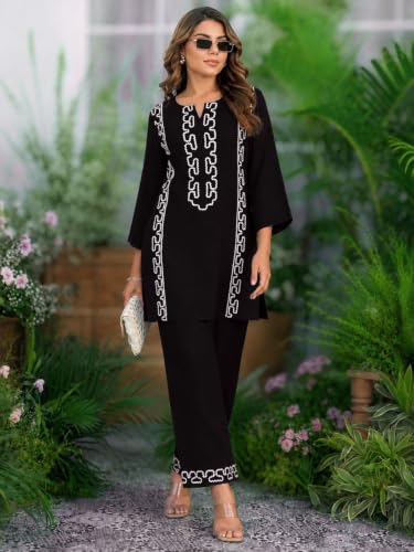 Image of SHIENZY Women Cotton Blend Co Ord Set | Two Piece Ethnic Outfit for Women | Solid Top and Palazzo Pants | Casual Lounge Wear | Stylish Comfortable Trendy Summer Co Ord Outfit