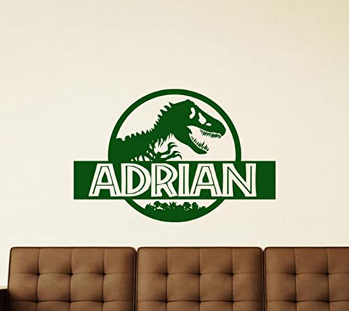 Dinosaur Wall Decal Custom Name Vinyl Sticker Personalized T-Rex Decals Tyrannosaurus Rex Wall Art Nursery Decor Car Decals Window Door Sign Peel And Stick Decal Dinosaur World Poster Print Zz81 #TOP2