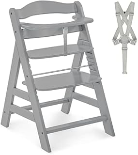 Hauck High Chair Alpha+ Grow-Along from 6 Months, Beechwood, Stable and Safe up to 90 kg, 5-Point Harness, Crotch Strap, Bumper Bar Included, Compatible with hauck Accessories, Grey