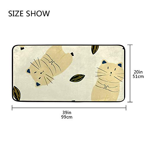 Tapis de cuisine antidérapant imperméable 39x20" lavable imprimé chat - 5