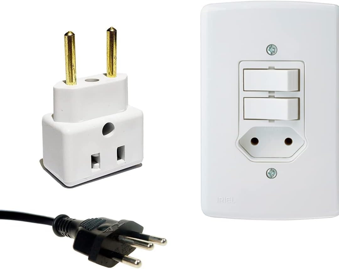 KIT 5 Adaptador De Tomada Universal 3 Pinos Benjamin 10A/20A Para 2 e 3 Pinos Bivolt 110V/220V Para Secadores Chapinhas Air Fryer Pacote com 5 Unidades LINHA PREMIUM