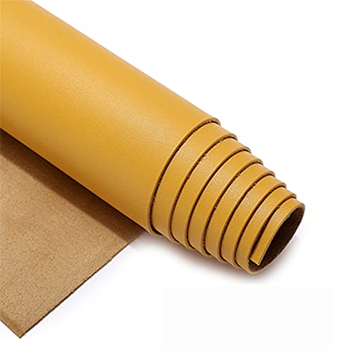 AnnDZ 1.38x1M Weiches Kunstledergewebe Baumwolle Rückseite Vinyl-Polsterstoff Für Bögen Ohrringe Handtasche Geldbörse Nähen Handwerk Machen, Ledersessel Sofa dekorieren (Color:Leuchtendes Gelb) Cover