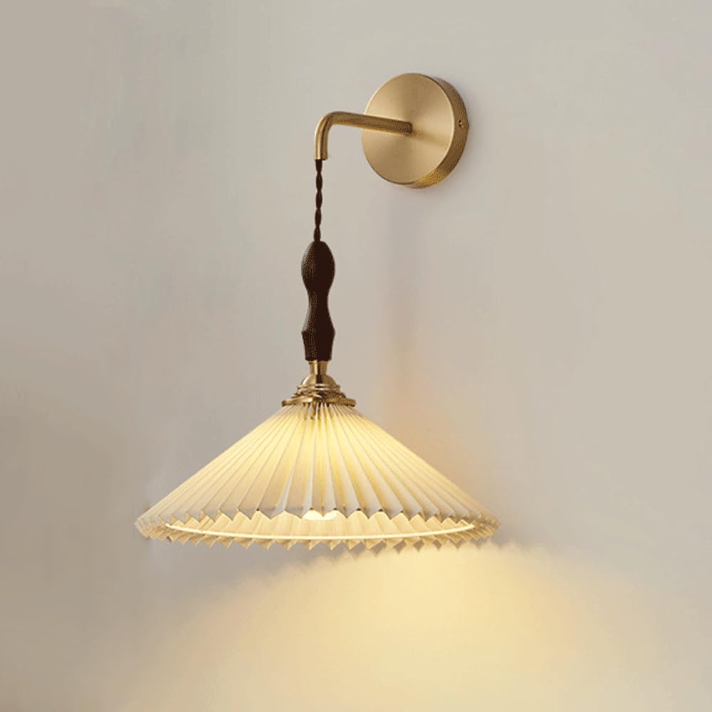 Apliques de pared de latón y luces interiores para sala de estar con pantalla blanca L