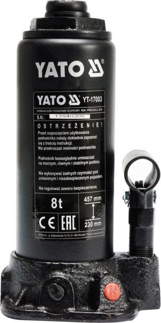 Cric hydraulique à bouteille Yato 8T 230-457 mm