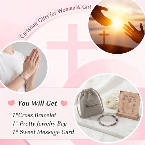 Image of Cross Bracelet for Women Girls, Christian Gifts for Daughter Granddaughter Sister In Christ Friend Niece, Baptism Confirmation First Communion Gifts for Girls