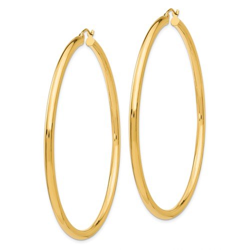14K Yellow Gold Thick Tube Extra Large Hoop Earrings, (3Mm Tube) (65Mm) #TOP6