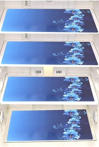 Image of Grisha Polyester Home Combo of Kitchen Combo Fridge Top Cover(53 x 99 cm), Fridge Handle Covers (15 x 30 cm )+ 4 Fridge Mats (30 x 45 cm), 7 Piece Set (Bluebox Combo)