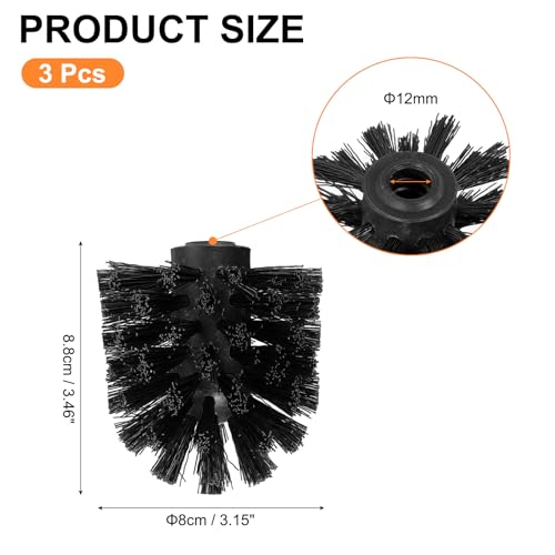 Image of uxcell 3 Pcs Toilet Bowl Brush Replacement Head 12mm, Toilet Scrub Brush Cleaning Round Ball Shaped Toilet Brushes Heads Black