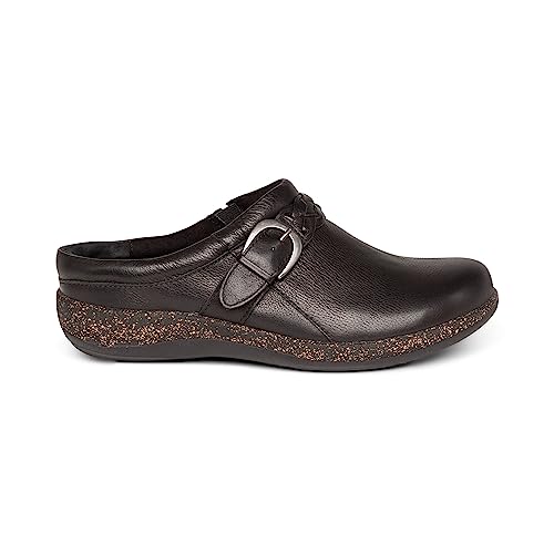 Image of Aetrex Libby Orthopedic Arch Support Comfort Leather Clogs for Women - Lightweight UltraSKY EVA Cork Footbed Arch Support Womens Clogs