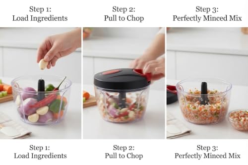 Image of Choose NEW S.K Manual Vegetable Chopper Pack of 2, 450 ml Each | Pull String Food Processor with Stainless Steel Blades | Onion, Garlic, Chilli & Vegetable Cutter | Manual Kitchen Chopper